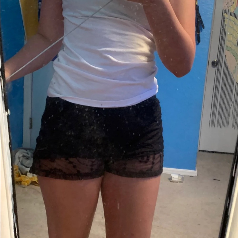 black lace shorts